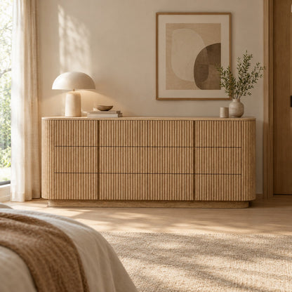 Reeded Oak Dresser with Curved Contours