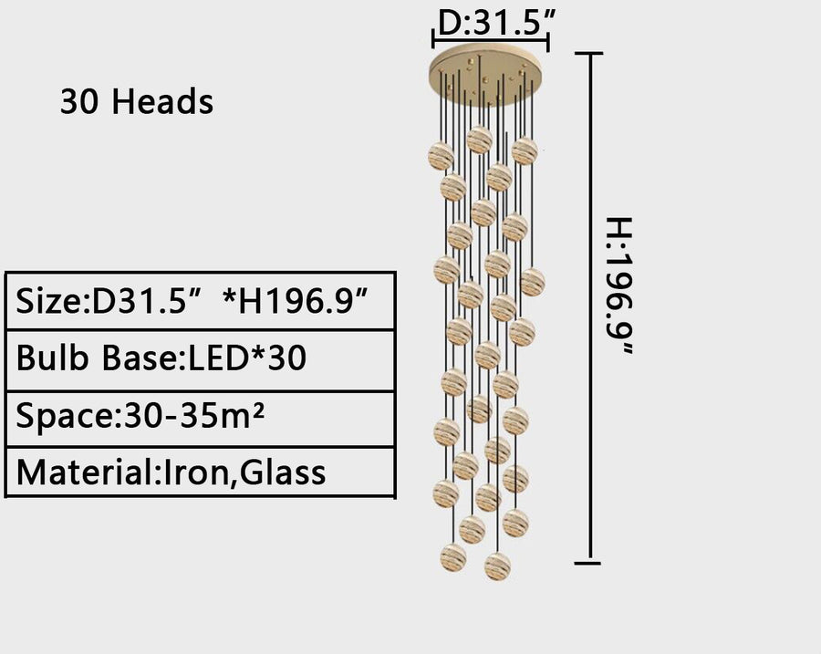 Nordic Planet Creative Long Ball Pendant Chandelier Staircase Foyer - Yovalighting
