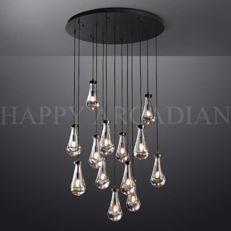 HA Raindrop Glass Round Chandelier 36"