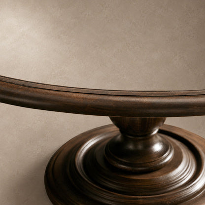 Round Dining Table in Hand-Carved Tulipwood