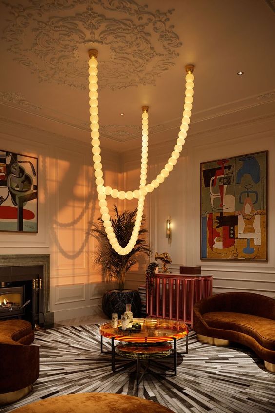 Modern Creative Pearl Necklace Chandelier