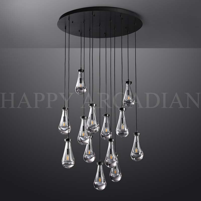 HA Raindrop Glass Round Chandelier 36"