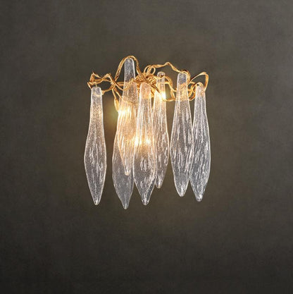 Luxury Flake Crystal Brass Wall Sconce with 3 LED Lights