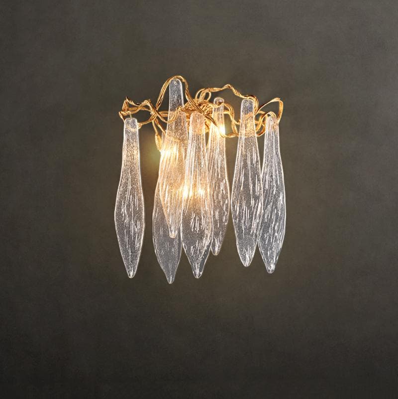 Luxury Flake Crystal Brass Wall Sconce with 3 LED Lights