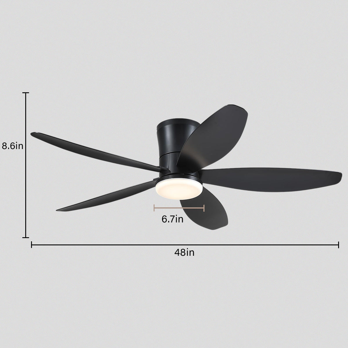 Indoor/Outdoor Recessed Black Ceiling Fan Light