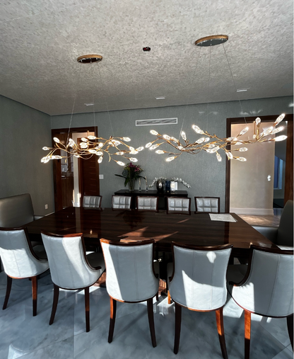 Modern Linear/Round Floral Branches Crystal Chandelier