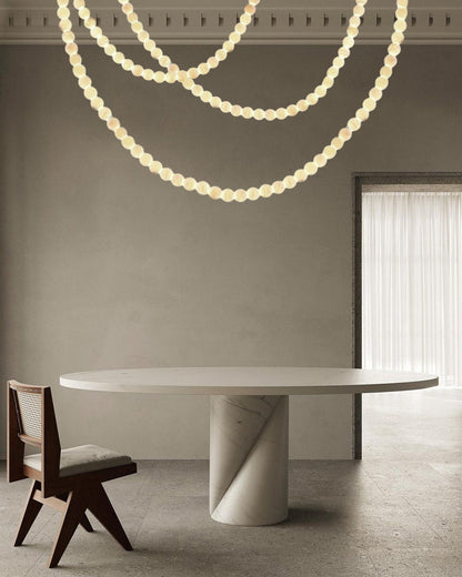 Pearl Necklace Alabaster Globe Beaded Linear Chandelier 40"-197"