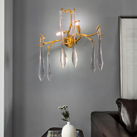 Armelle Branch Gold Brass Crystal Wall Sconce with LED Illumination