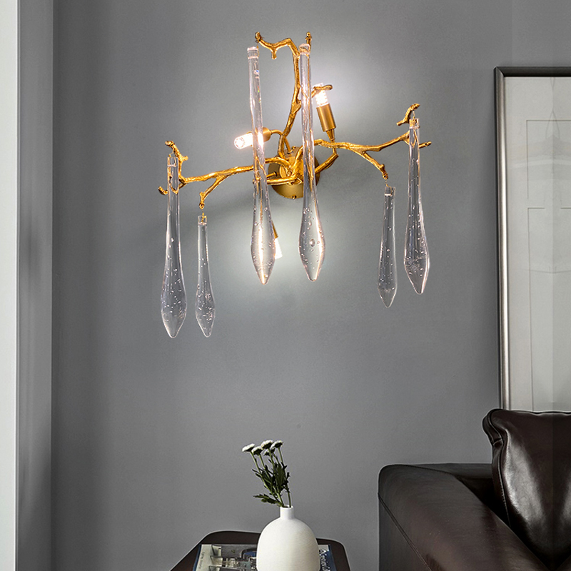 Armelle Branch Gold Brass Crystal Wall Sconce with LED Illumination