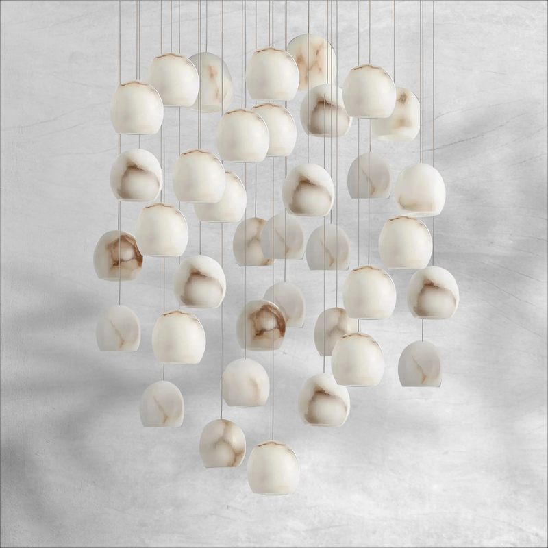 Maeva Round Alabster Chandelier 7'' 15'' 36''