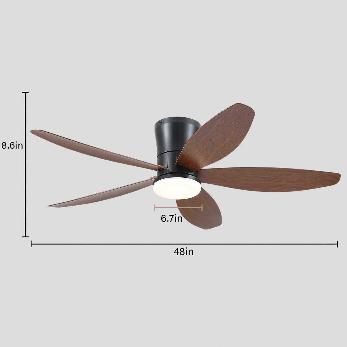 Indoor/Outdoor Recessed Black Ceiling Fan Light
