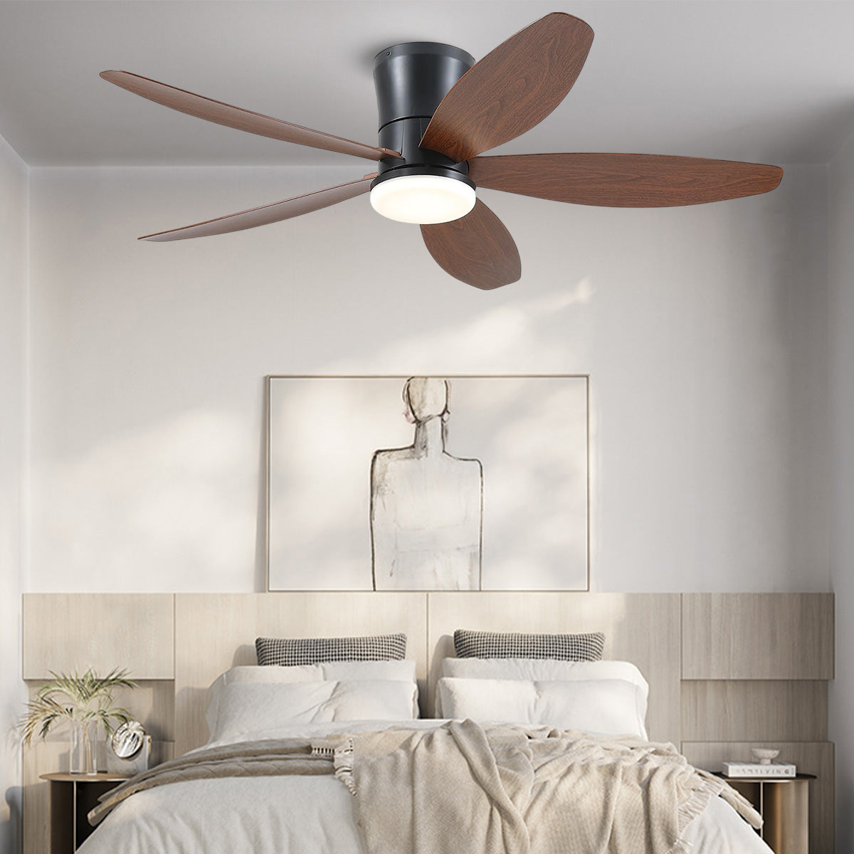 Indoor/Outdoor Recessed Black Ceiling Fan Light