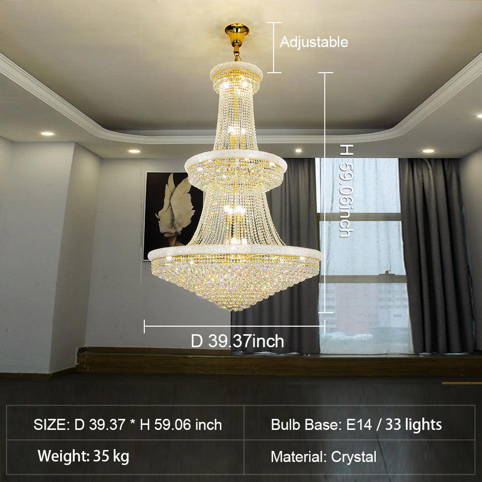 Luxury Crystal Chandelier for Grand Villa Hall and Duplex Staircase Lighting