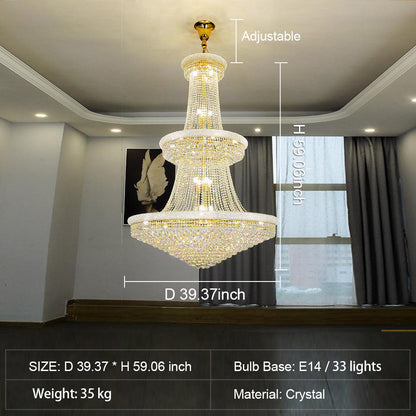 Luxury Crystal Chandelier for Grand Villa Hall and Duplex Staircase Lighting