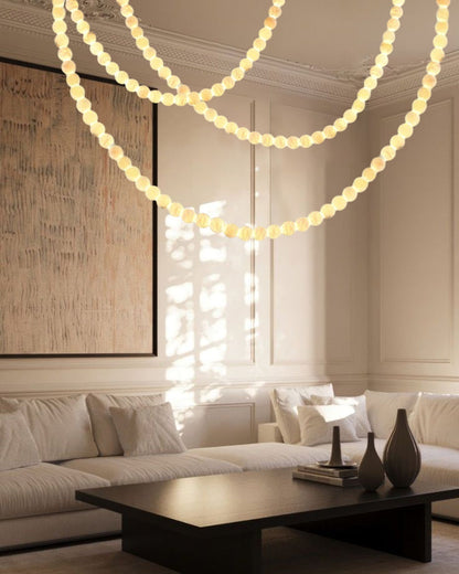 Pearl Necklace Alabaster Globe Beaded Linear Chandelier 40"-197"