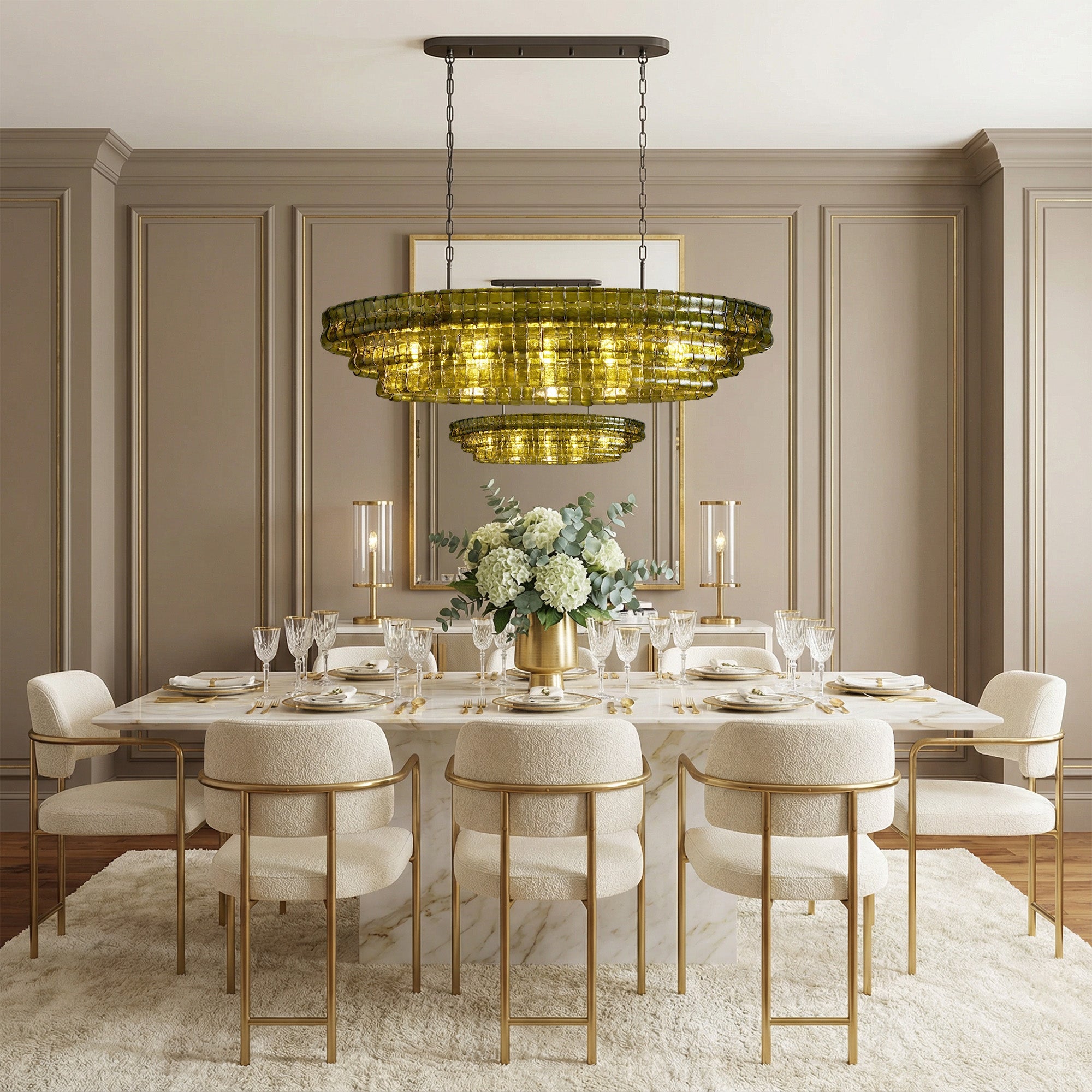 Glacien Oval Chandelier 54"W/65"W