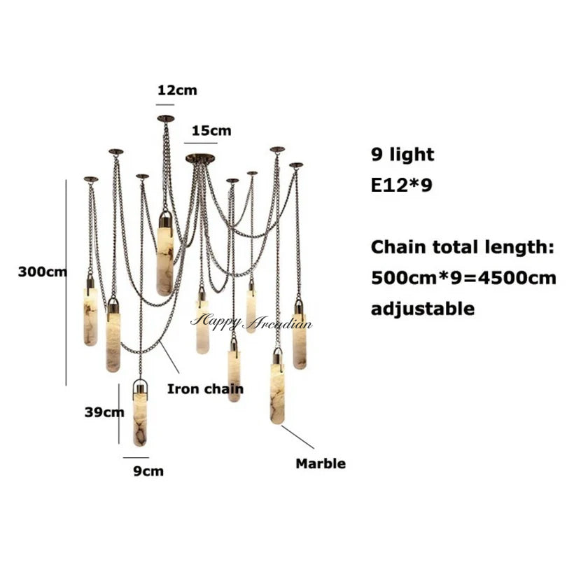 Happyarcadian Black & White Marble Chandelier