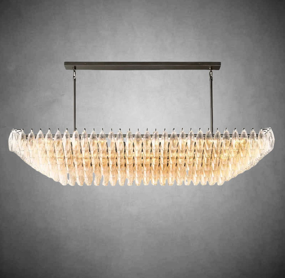 Eclipsia Glass Tired Rectangular Chandelier 54"74''