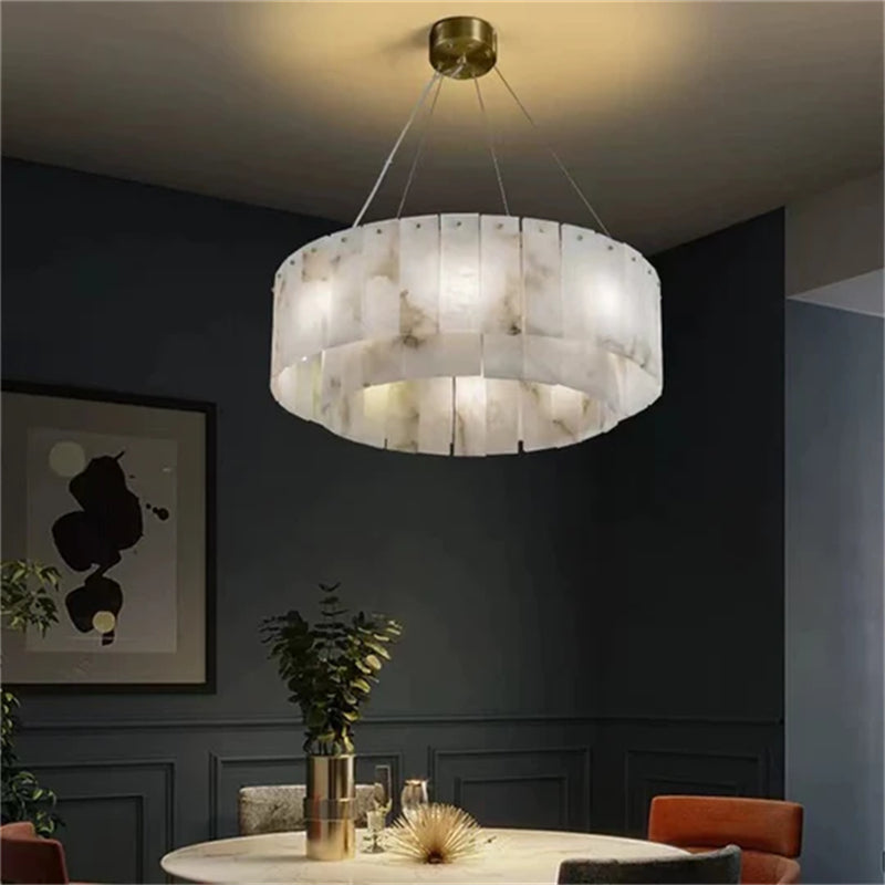 Mancy Alabaster 2-Tier Round Chandelier