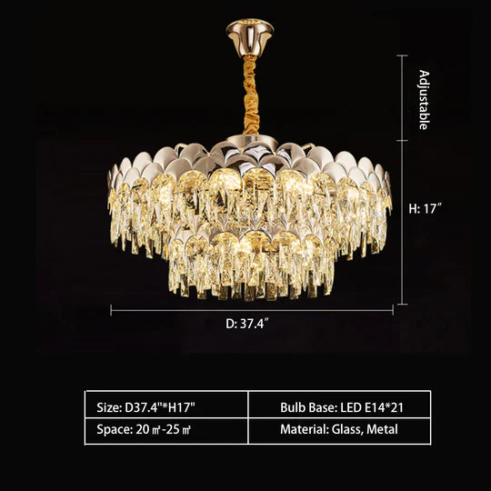 Modern Fish Scale Tiered Crystal Pendant Chandelier Suit for Living Room & Bedroom