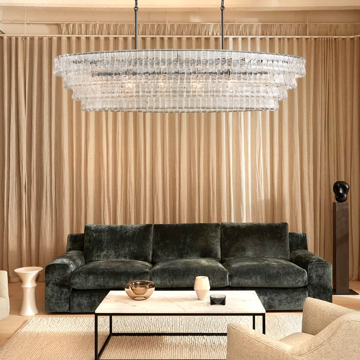 Givrelle Oval Chandelier 54"W/65"W