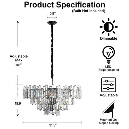 Modern Round K9 Crystal Chandelier