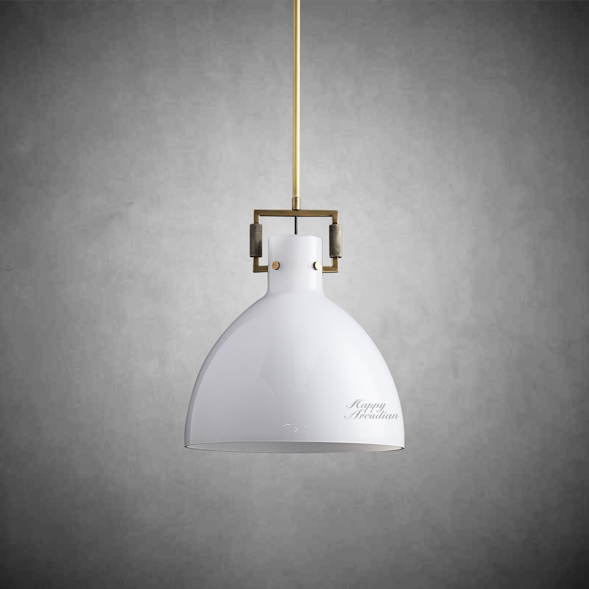 Machinist Milk Glass Cloche Pendant
