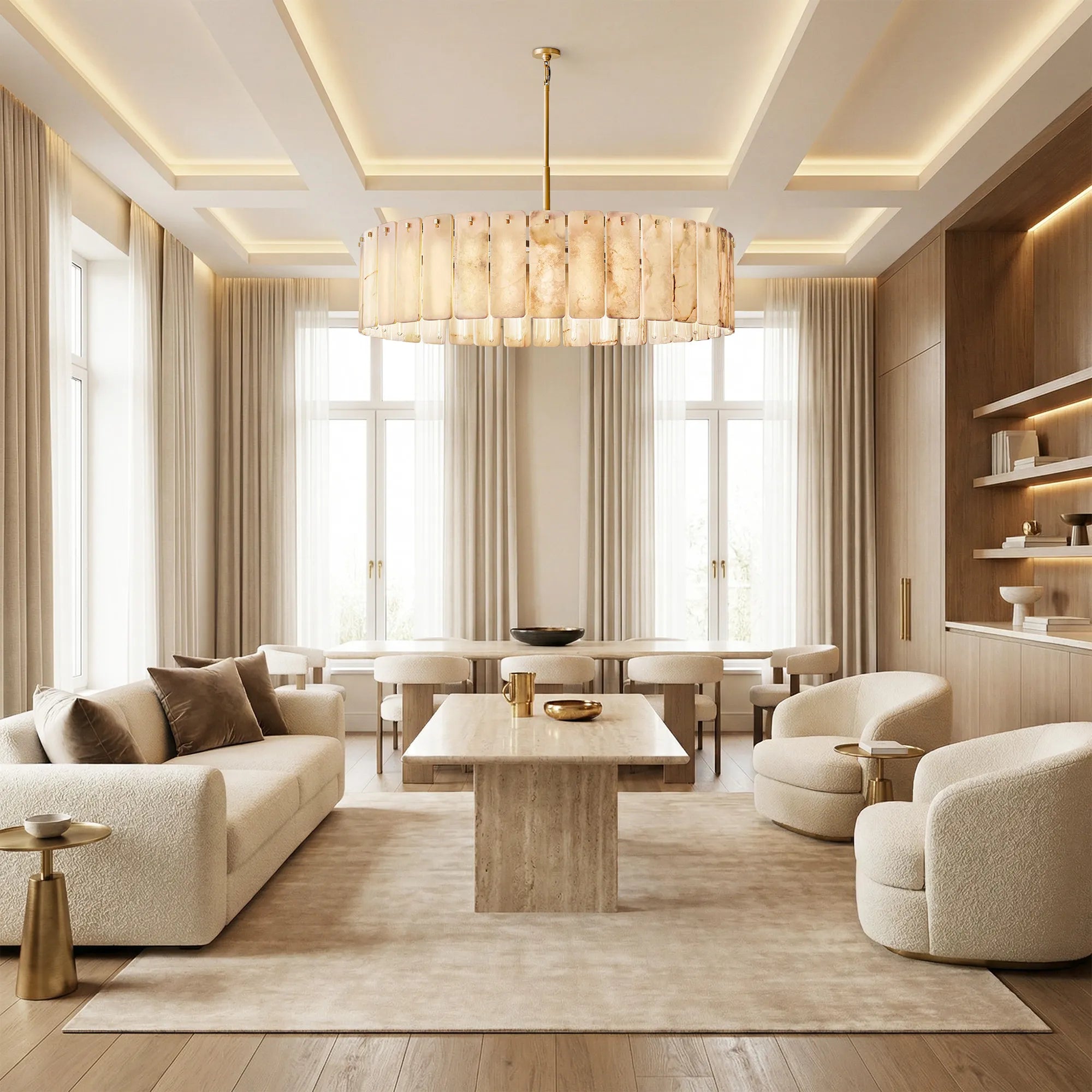 Calametta Alabaster Round Chandelier