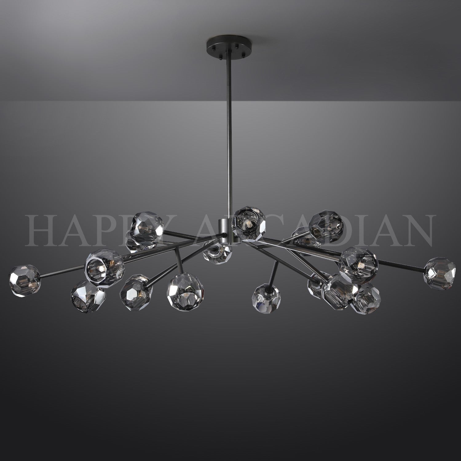 HA Bola De Smoke Crystal Round Chandelier 60"