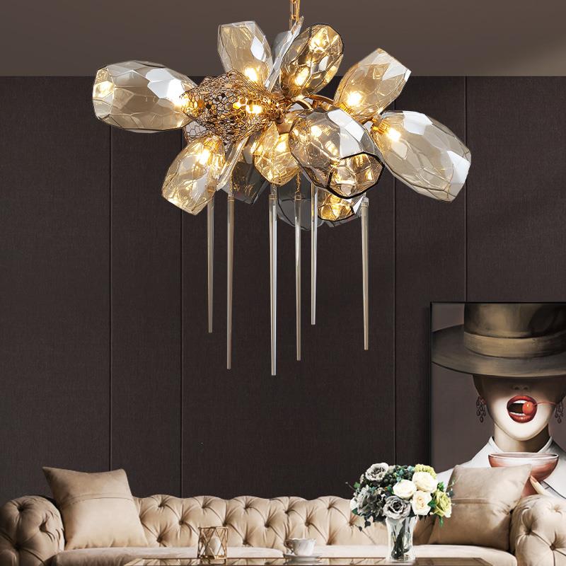 Glass Chandelier Italian Light Luxury Light Fixture for Dining Room/Living Room