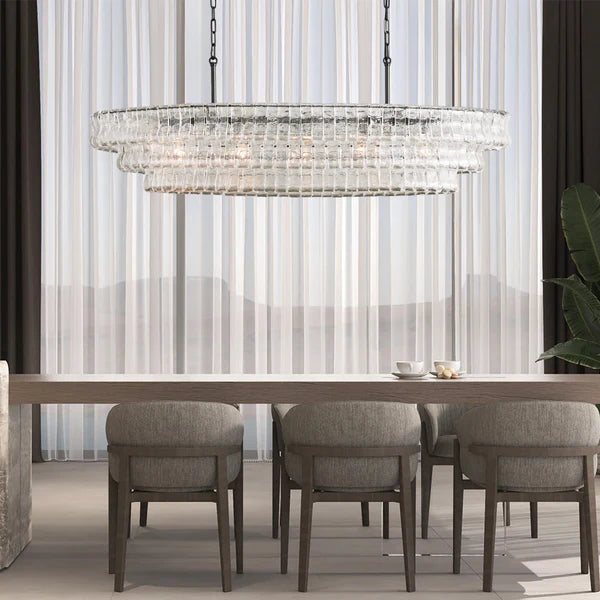 Ghiaccio Art Glass Oval Chandelier