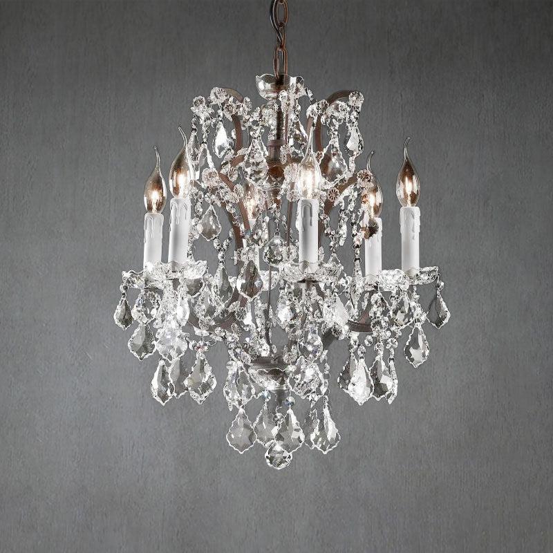 HA Rococo Iron & Crystal Round Chandelier 18"
