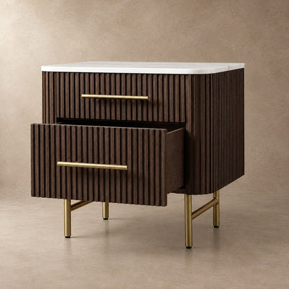 Double Drawer Bedside Chest with Stone Top