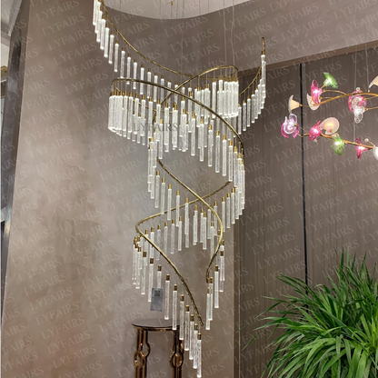 Luxury Spiral Bubble Crystal Chandelier for High Ceiling