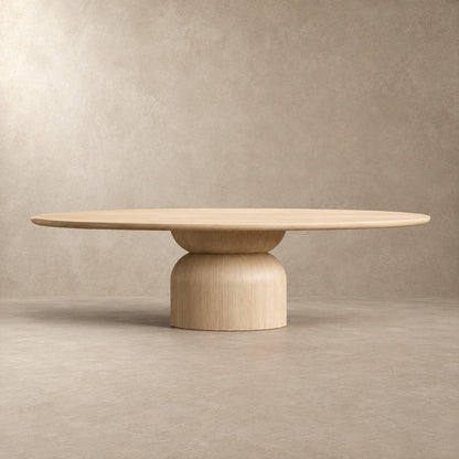 Hand-Sculpted Modern Oval Oak Dining Table