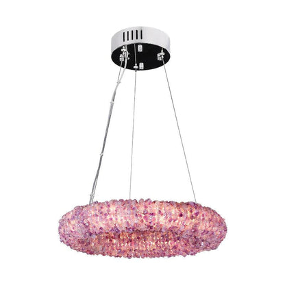 Amber Tadeo Purple Rock Crystal Round Luxury Chandelier