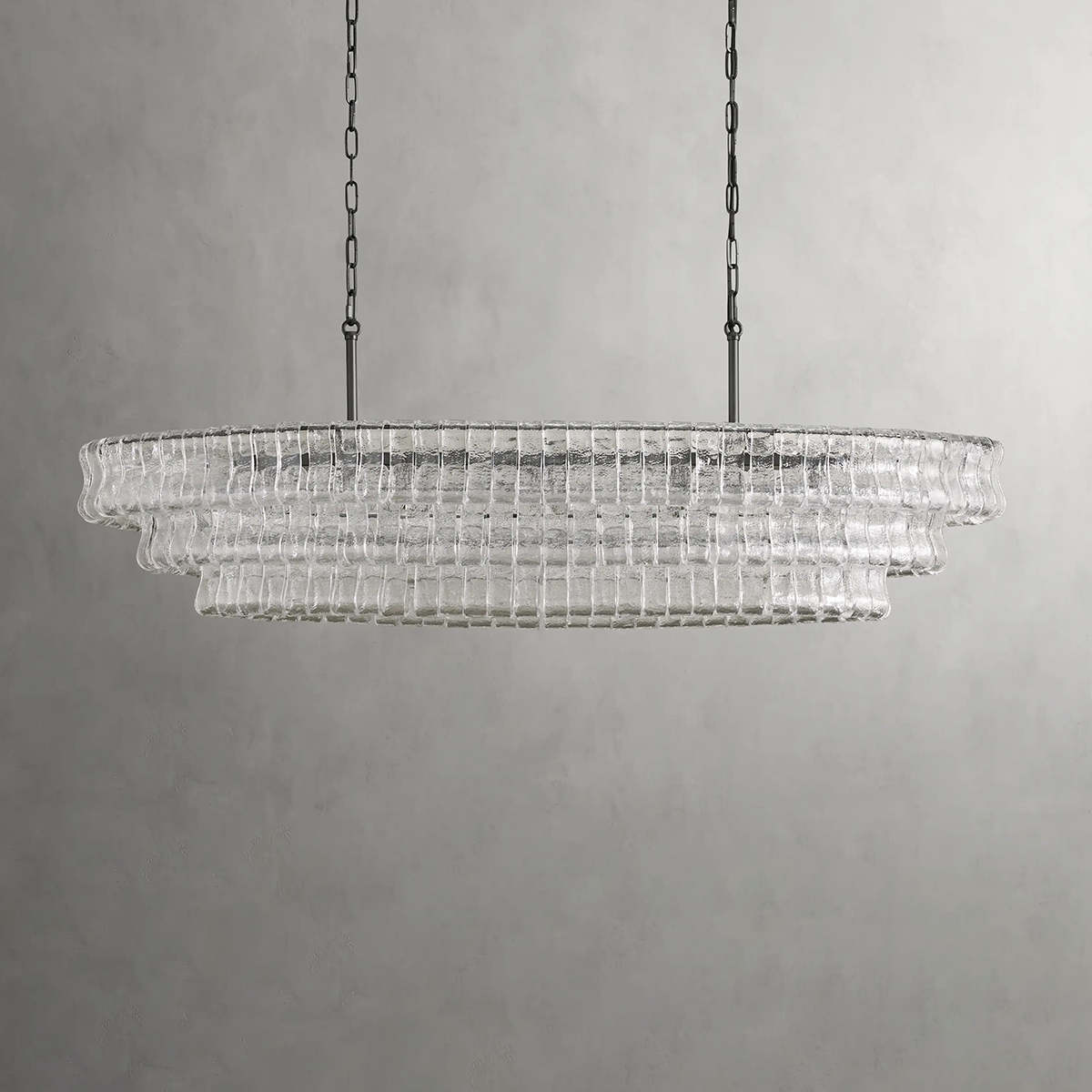 Ghiaccio Art Glass Oval Chandelier