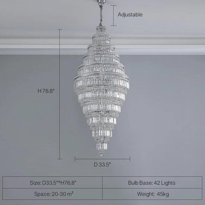 Chrome Extra Large Crystal Chandelier for Foyer Staircase Living Room Entrance Ceiling Light Fixture In Silver