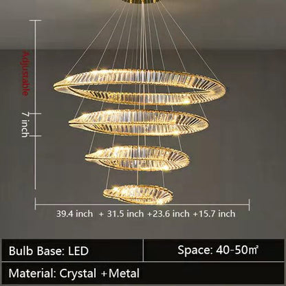 1/2/3-Ring Crystal Chandelier for Luxury Living/ Dining Room/Bedroom