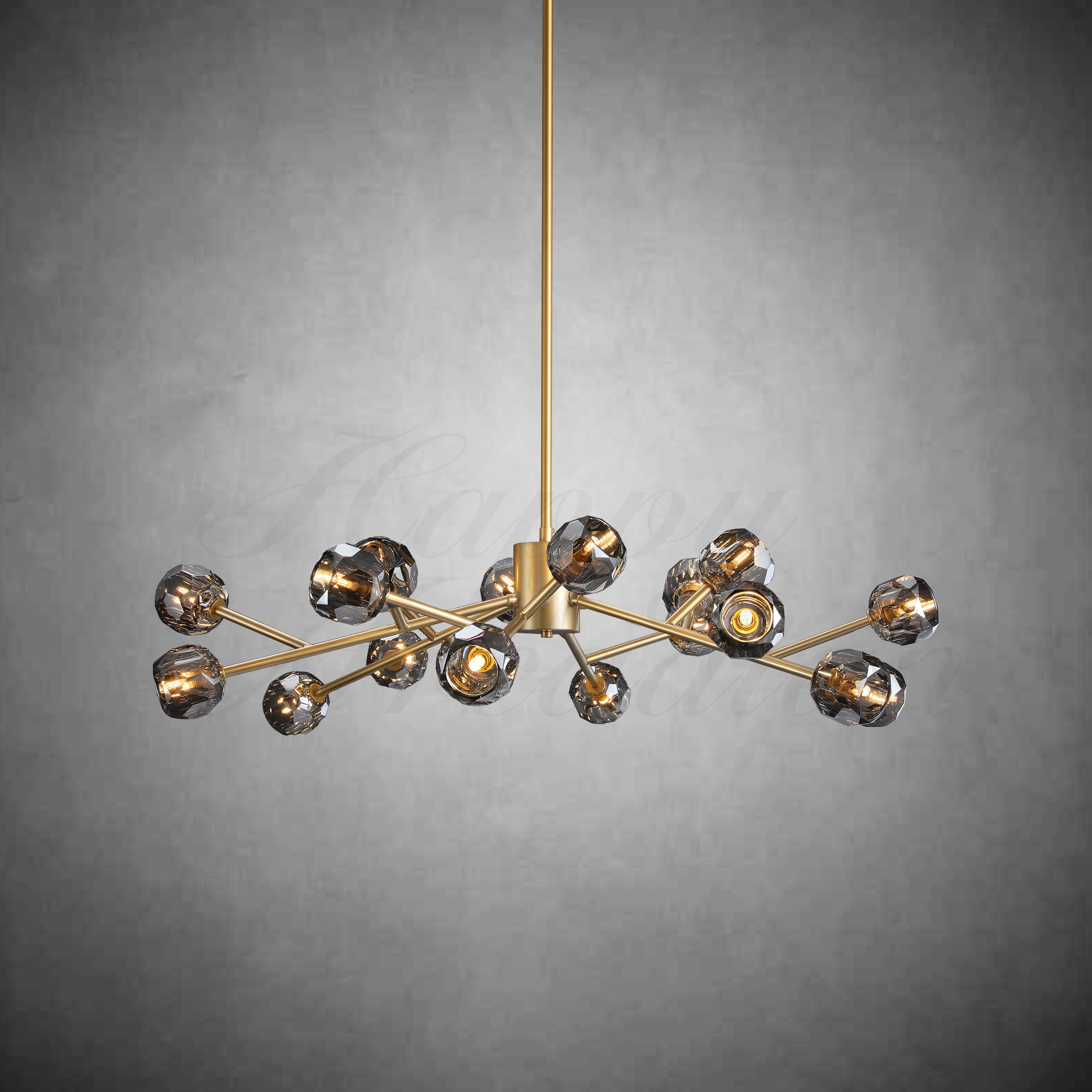 HA Bola De Smoke Crystal Round Chandelier 48"