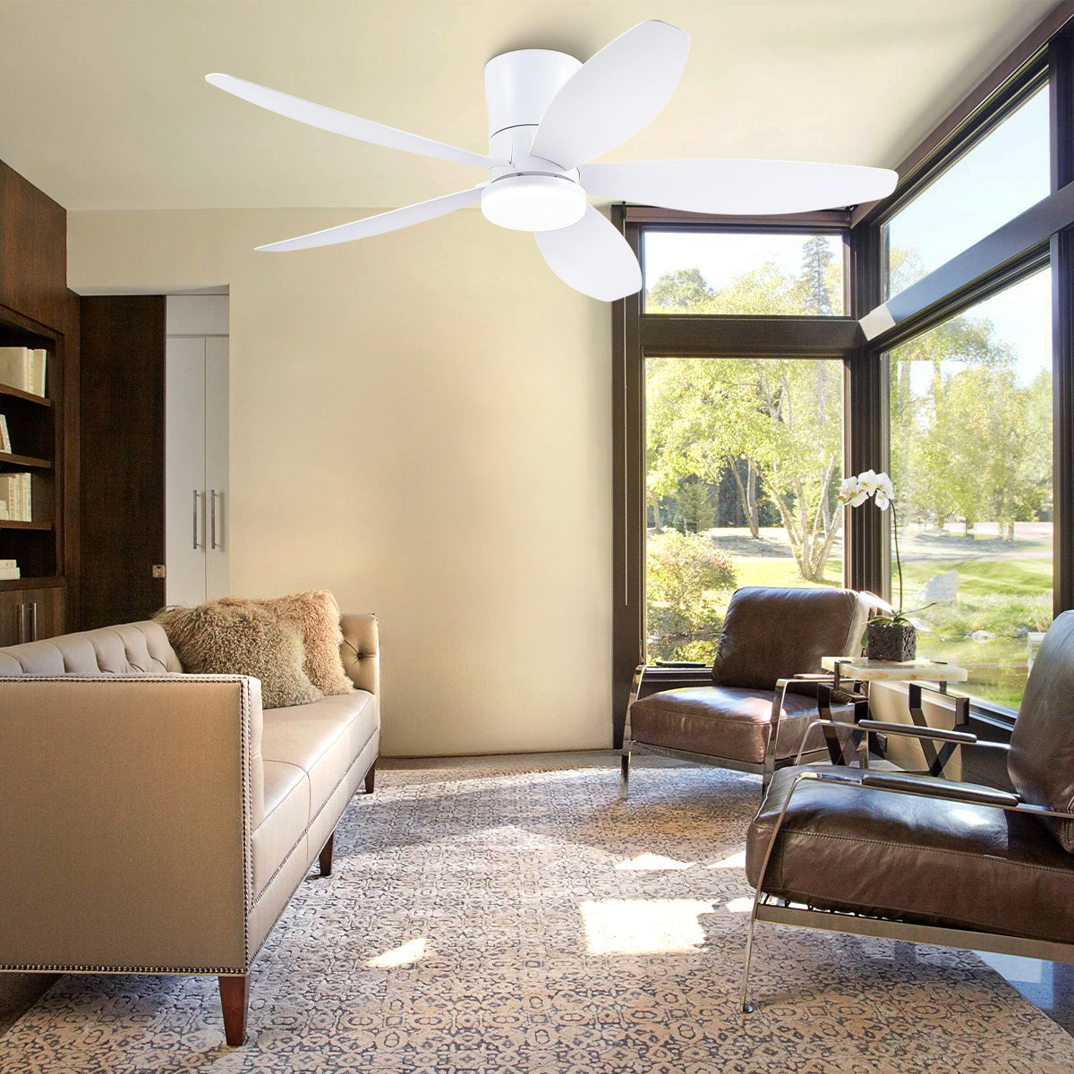 Indoor/Outdoor Recessed Black Ceiling Fan Light
