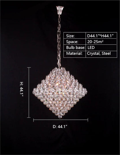 D:44.1"*H:44.1"Aesthetic Luxury Conical Crystal Chandelier for Living/Dinning Room/Foyer/Hallway/Staircase