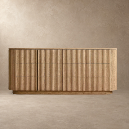 Reeded Oak Dresser with Curved Contours
