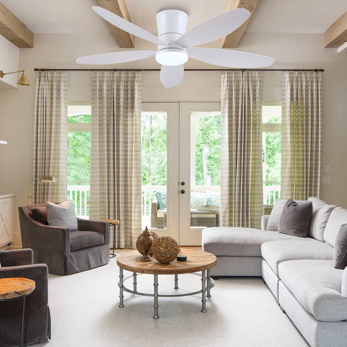 Indoor/Outdoor Recessed Black Ceiling Fan Light