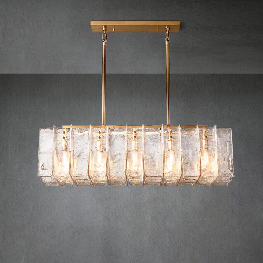 Lattice Clear Glass Rectangular Chandelier 49"67''
