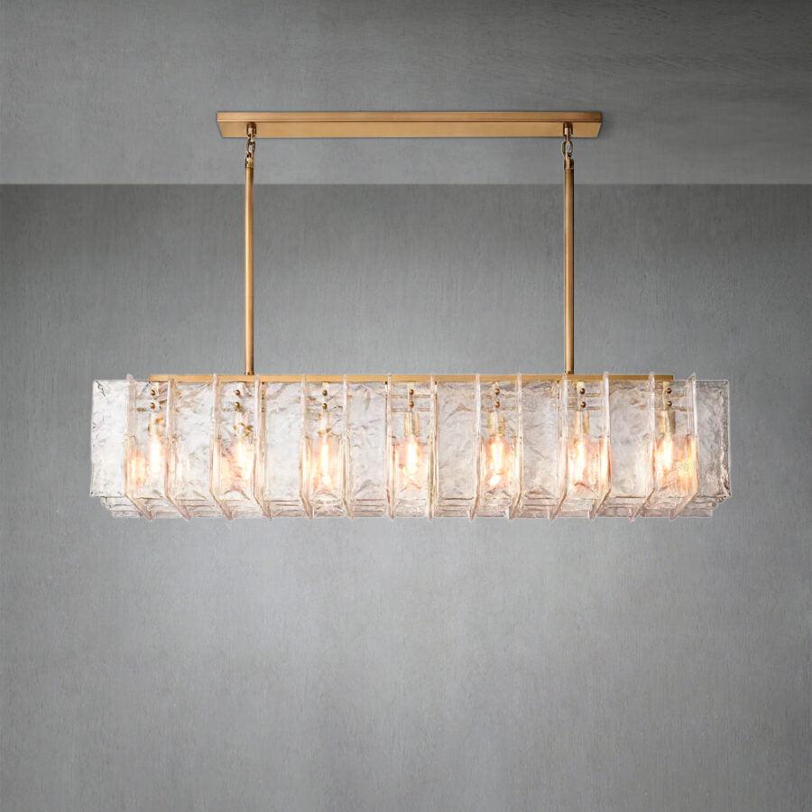 Lattice Clear Glass Rectangular Chandelier 49"67''