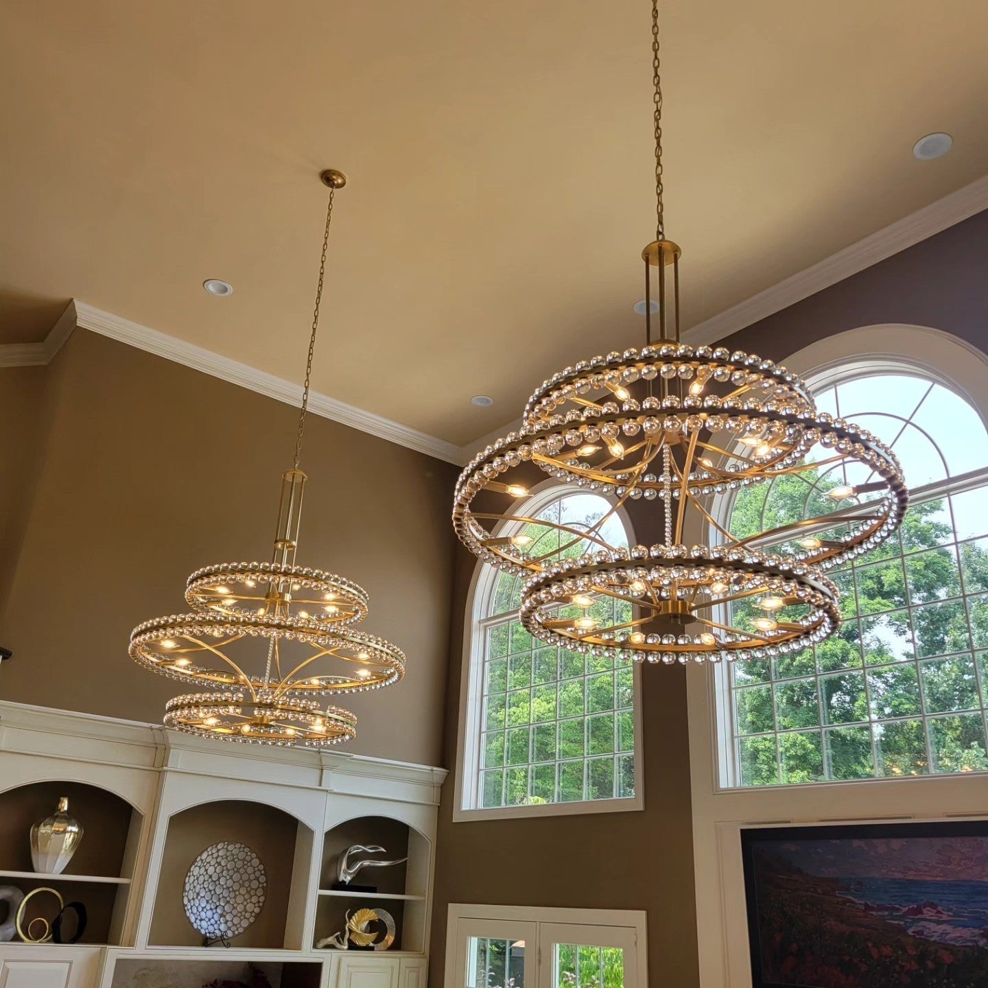Modern 2/3 Ring Glass Ball Chandelier for Low-ceiling