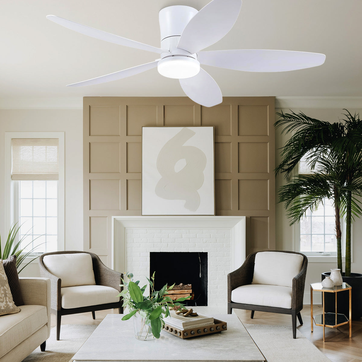 Indoor/Outdoor Recessed Black Ceiling Fan Light