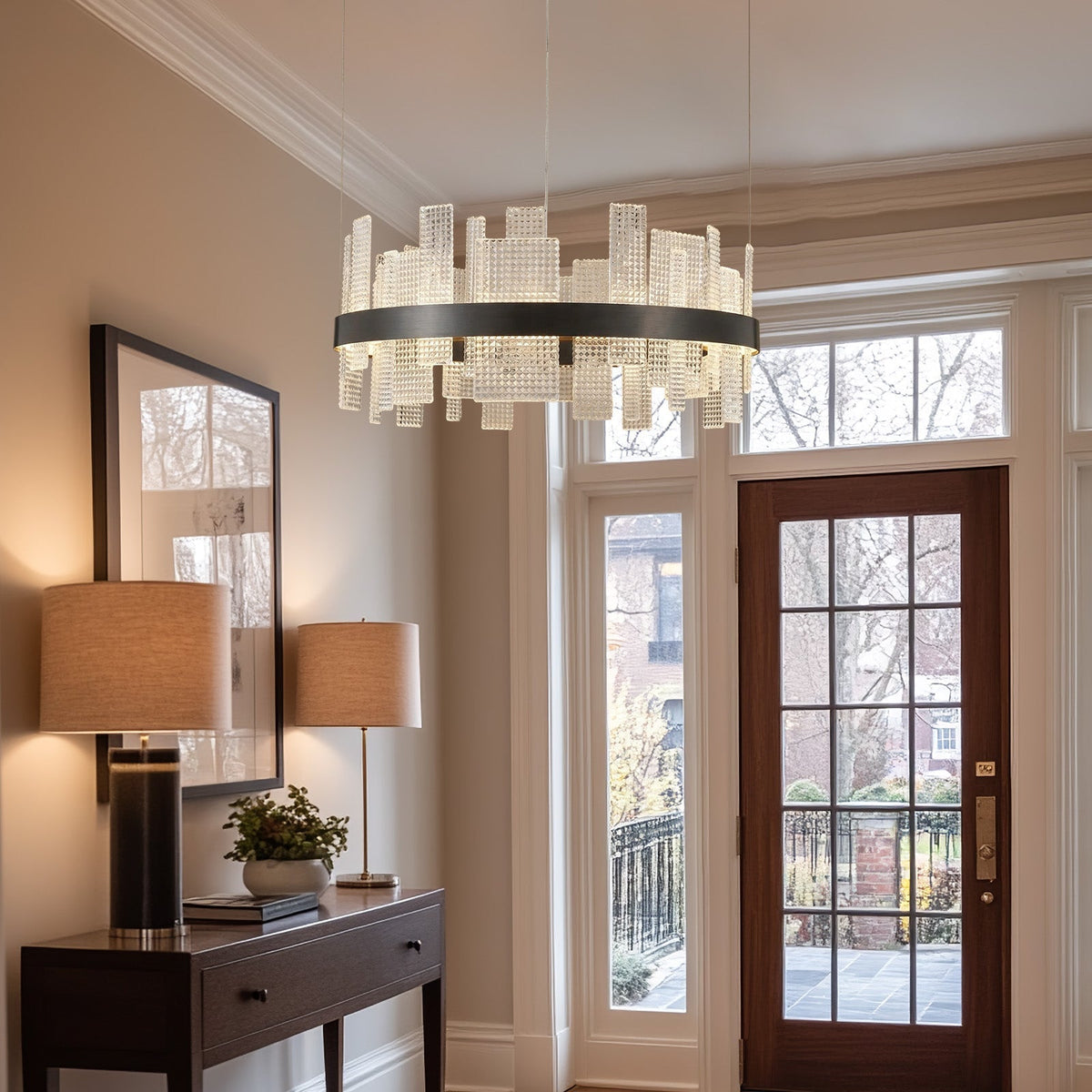 Lyra Round Glass Chandelier