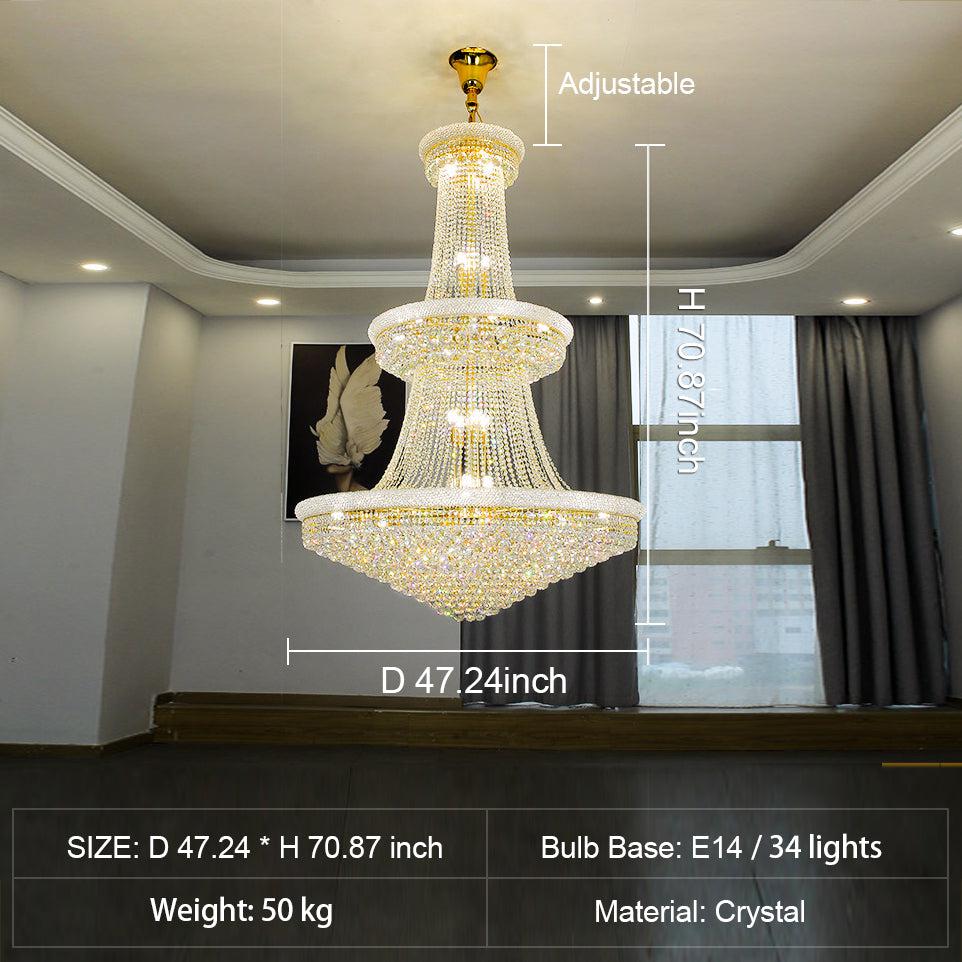 Luxury Crystal Chandelier for Grand Villa Hall and Duplex Staircase Lighting